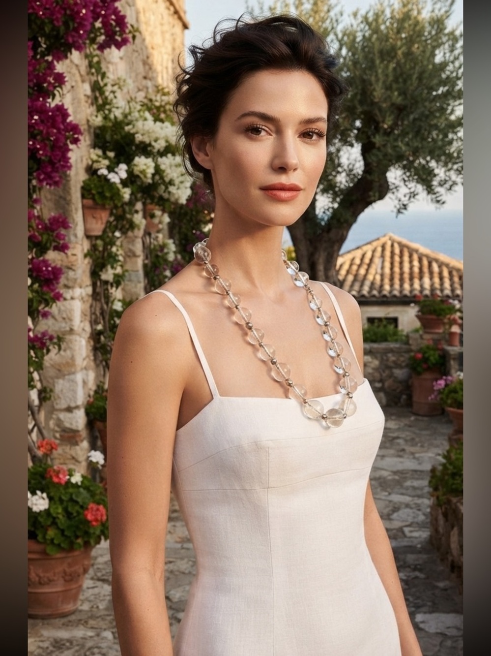 Dolce & Gabbana Silver and Clear Beaded Necklace or Belt